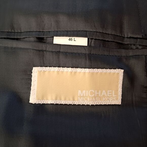 Michael Michael Kors Blazer Men's 46L Black Wool Office Career Formal Evening - Picture 6 of 11
